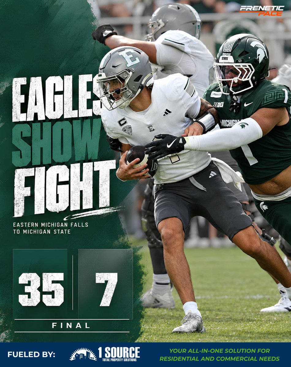 FreneticPaceEMU's tweet photo. Game Recap: Eastern vs. Michigan State

#EMUvsMSU #CanoeTrophy #EMUFootball #MSUFootball #BigTenFootball #FreneticPaceSports

Read Here:

https://t.co/LPECN2eQPZ

Transforming Spaces, Elevating Homes- One Source Total Property Solutions: https://t.co/P61w0o51bp https://t.co/Yh9BQxug4r