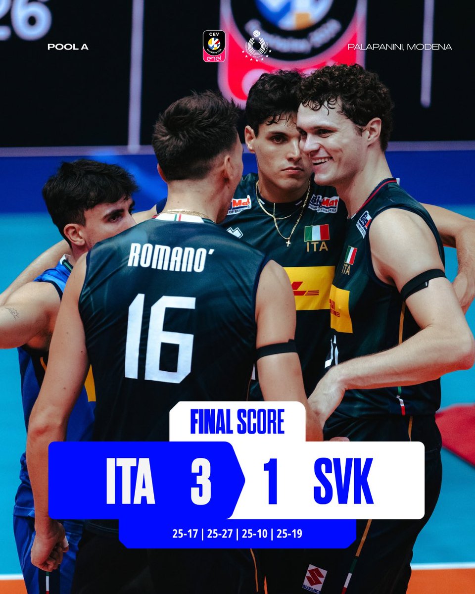Federvolley's tweet photo. 𝘅𝟯 ✅

#LaNazionale #EuroVolleyM @CEVolleyball @CEVolleyballITA https://t.co/rL00Z94T2K