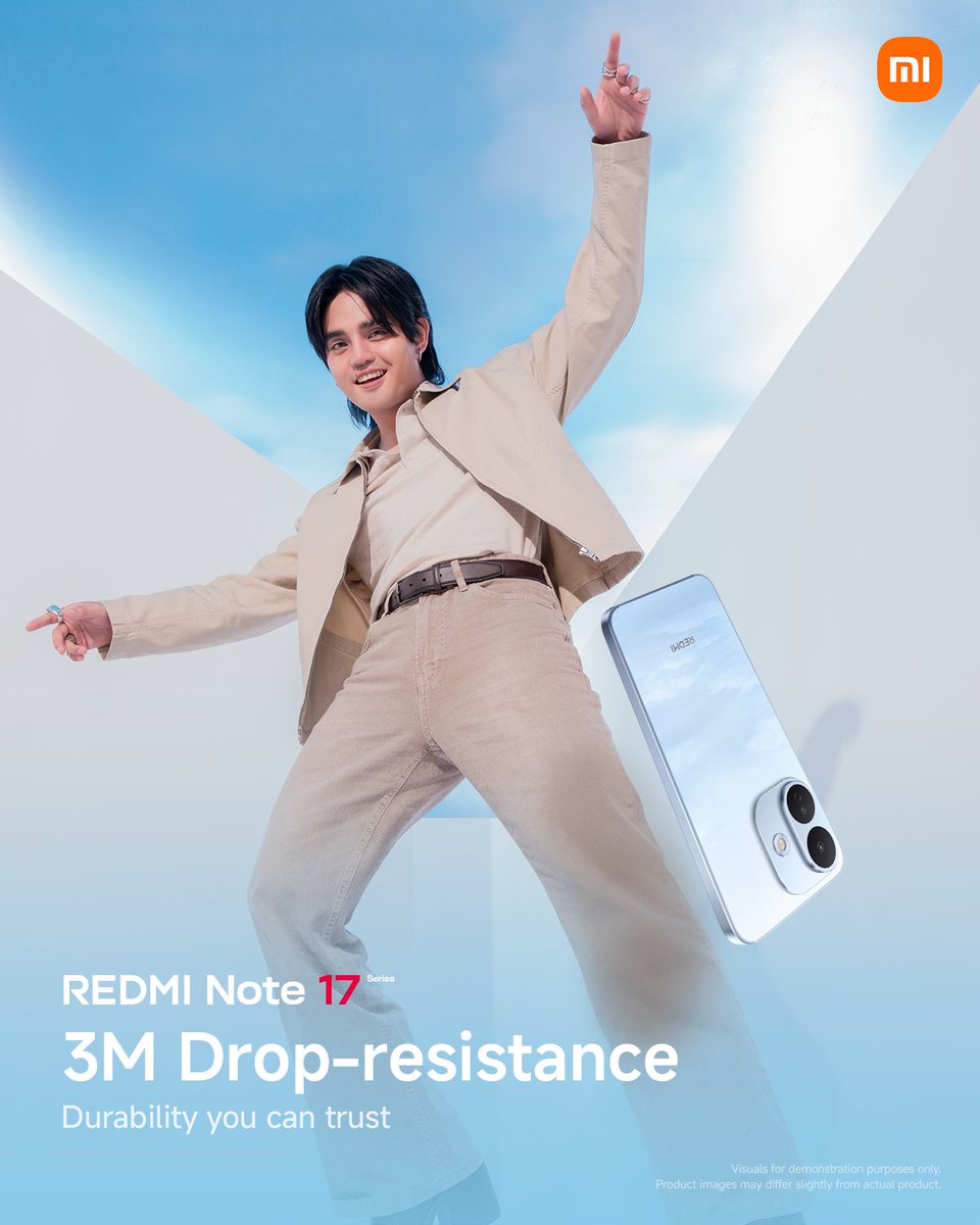 Xiaomi_PH's tweet photo. Nothing’s stopping the way forward. 💥

Pablo puts the drop-resistant #REDMINote17ProMax5G to the test, with Titan power that keeps moving through every drop.

#REDMINote17Series #REDMINote17SeriesxSB19 #TitanPowerGoMax https://t.co/ccj2z5vsDQ