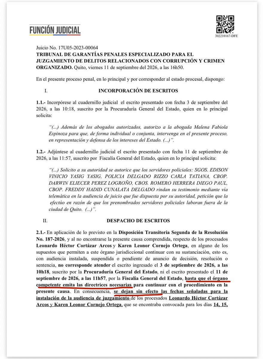 JacquelineRodas's tweet photo. 🔴 #CasoEncuentro Siguen cayéndose las audiencias tras la eliminación de la Unidad Anticorrupción.
Este lunes debía empezar el juicio contra Leonardo Cortázar, extraditado en febrero, pero el tribunal dejó sin efecto la audiencia hasta que el CJ emita directrices. @ecuavisa https://t.co/zSorG1GxVb
