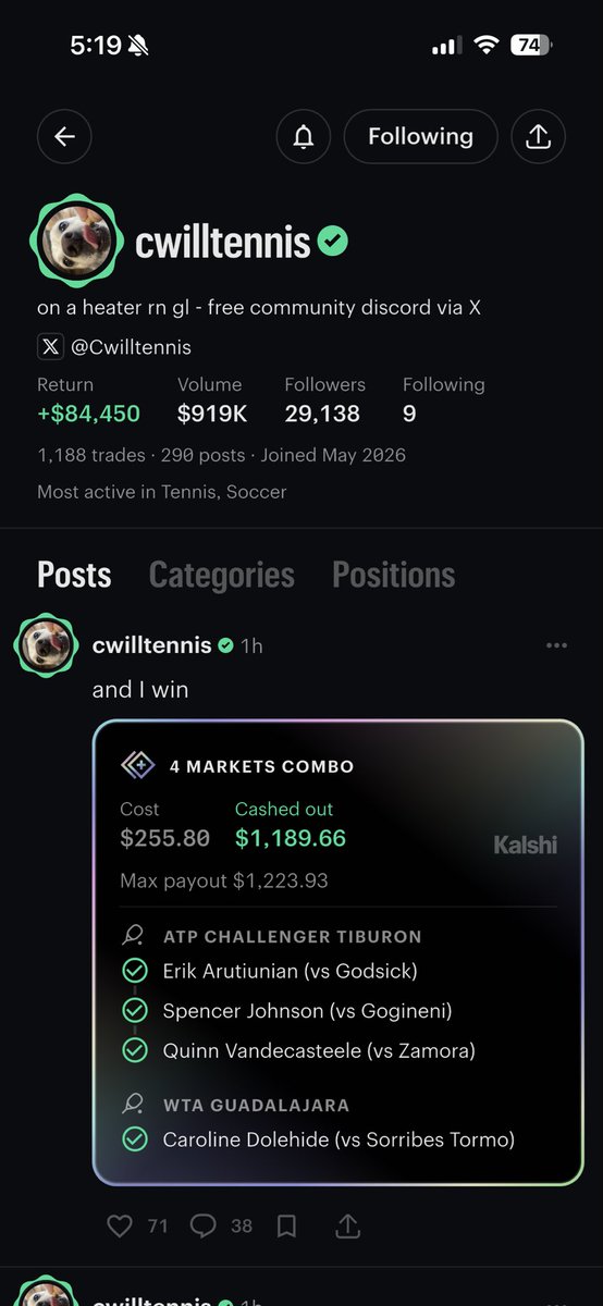 Cwilltennis's tweet photo. @aulijk  thanks for the verification! I’m yet to find someone with more followers than me. Can you confirm?? https://t.co/sZ9kyy1Ac2