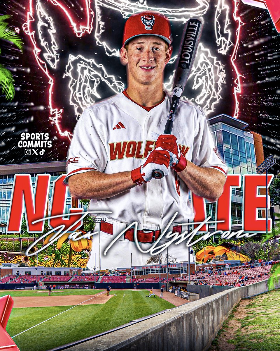 JaxNystrom's tweet photo. Grateful to announce my commitment to play baseball at North Carolina State University.
Thank you to my family, coaches, and teammates who got me here. Excited to get to work in Raleigh.
Go Pack. 🐺⚾️
#Commit #NCState #Wolfpack #Pack9 #ClassOf2028 https://t.co/CsSUYzAXAQ