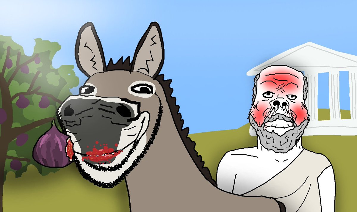 soyboorucom's tweet photo. >Chrysippus allegedly died of laughter after witnessing a donkey eating his figs https://t.co/UYAi4771Q8