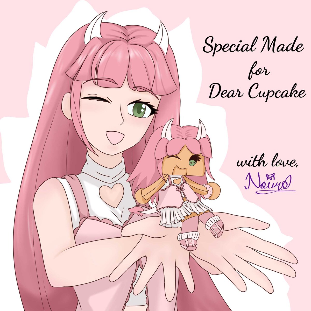 CupcakeTheDemon's tweet photo. Here is the CUTE AS HELL ART @NouraRosedesu made for me! IM IN LOVE MY GOD! #PorcelainMade @PorcelainMaid https://t.co/ZgSOYyv720