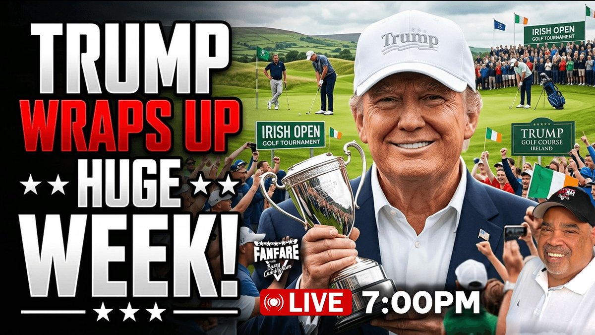 barrycunningham's tweet photo. Join Me LIVE at 7:00PM after football!

President Trump Awards Trophy And Makes Final Remarks In Ireland & More News!

LIVE on YouTube at: https://t.co/Z3rGJLgTdb

Also LIVE on Rumble and X!