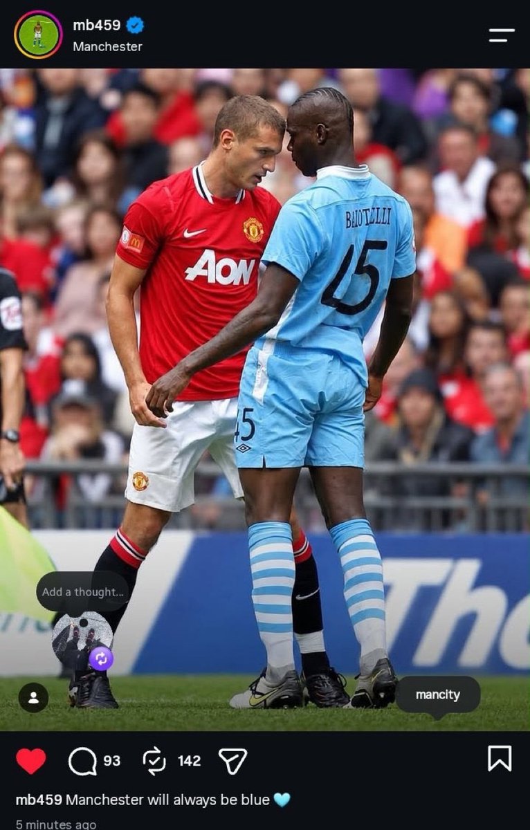 TouchlineX's tweet photo. 🚨📲 𝗡𝗘𝗪: Mario Balotelli on IG.

“Manchester will always be blue 🩵.” https://t.co/Yg50dztml5
