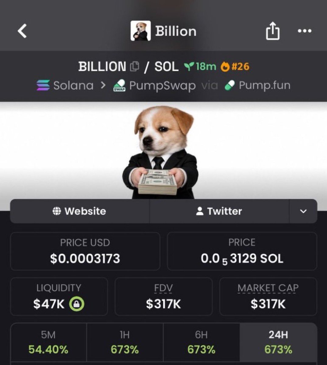 nbl_0x's tweet photo. 12X up from my call on $BILLIONS 
#Solana #SolanaMemecoins #Memecoin #fomo https://t.co/OR1KRA7E2c