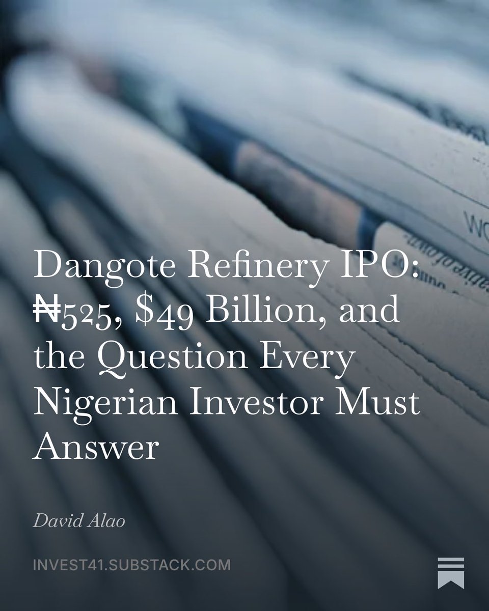 Wilder_Maxim's tweet photo. Dangote Refinery IPO: ₦525, $49 Billion, and the Question Every Nigerian Investor Must Answer 

👉🏾 https://t.co/gXNtcsQSRu https://t.co/GOAfR8PyeB