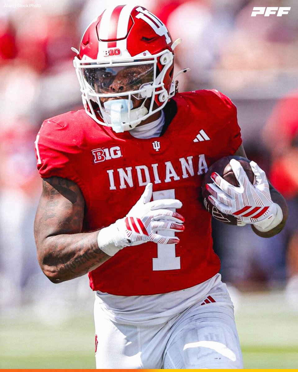 PFF_College's tweet photo. Week 2 Leader in Missed Tackles Forced:

🔴 Turbo Richard, Indiana: 10

@IndianaFootball https://t.co/i8kBmEQBxr