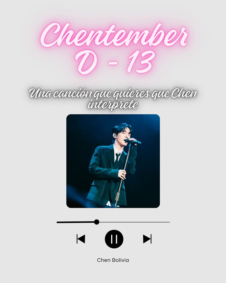 chen_bolivia's tweet photo. 【 𝑪𝑯𝑬𝑵𝑻𝑬𝑴𝑩𝑬𝑹 】  DÍA 13
Que canción te gustaría que Chen interprete?
Nota: no olvides poner #CountdownToChenDay
#Chen #첸 #김종대 https://t.co/ZaxdHZGAWn