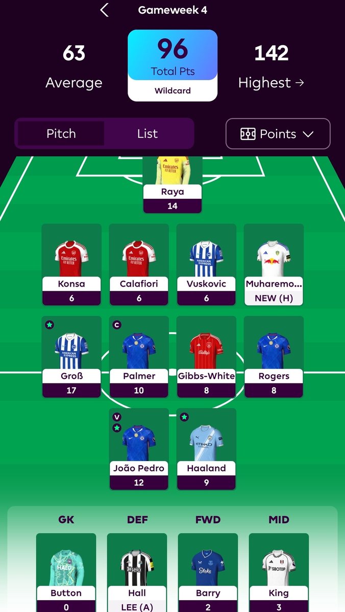 Tim_Carrier's tweet photo. So far every single player has returned on wildcard. Don't let me down Muharemovic... #FPL #WC4 https://t.co/HA906NE1r9