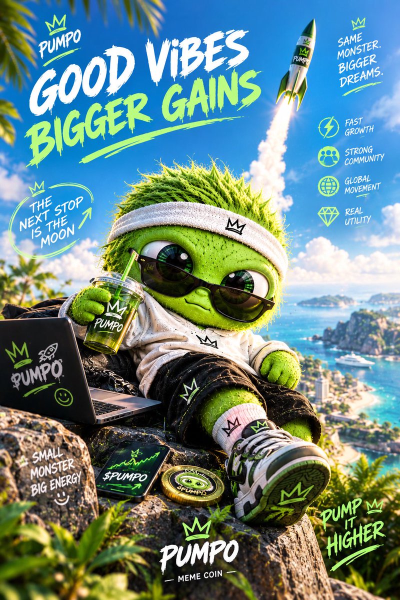Pumpooffice1's tweet photo. 🐹☀️ GOOD VIBES. BIG PUMPO.

The sun is out. The rocket is up. 🚀
And Pumpo is just getting started.

💚 SMALL MONSTER. BIG ENERGY.
📈 BUILD THE COMMUNITY.
🌕 CHASE THE MOON.

One meme. One community. One mission.

$PUMPO — let’s make some noise. 🔥

#PUMPO #Crypto https://t.co/It6T6ukImt