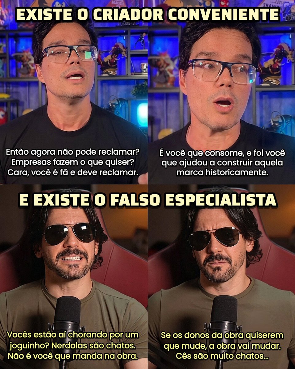 NerdolaVader's tweet photo. Existem dois tipos de criadores:

​Aquele que vive do hype e de passar pano para as deturpações identificadas pelos fãs, mas que volta atrás quando essas deturpações afetam aquilo que ele gosta. Se a água bate na bunda, ele puxa o freio. E existe também o mero ególatra que atua como um infiltrado, sempre se achando no direito de opinar sobre um assunto que desconhece completamente. Se ele é cobrado, ele dobra a aposta.

​A diferença é que apenas um deles ainda é possível depositar alguma "esperança" de redenção, pois parece ter "entendido como o jogo funciona" após tratar com as piranhas do James Gunn. Mas falar é fácil demais, veremos quais serão as próximas ações.