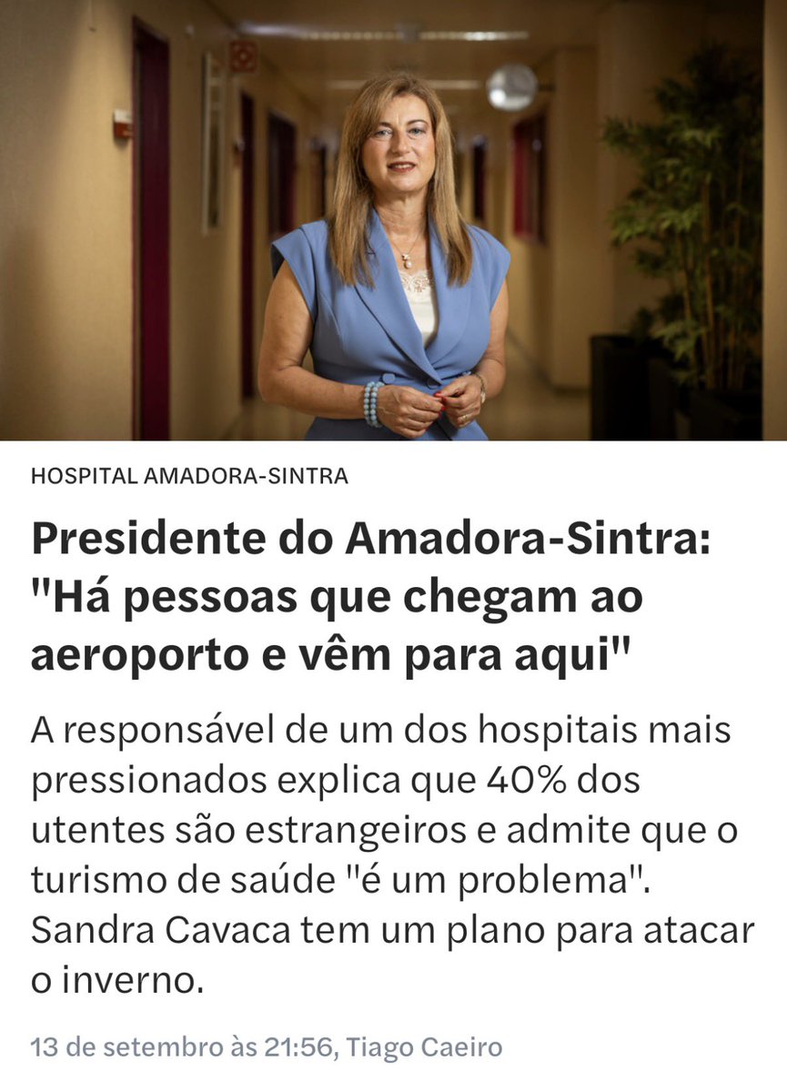 Pedro_Frazao_'s tweet photo. 40% dos utentes do Amadora-Sintra são estrangeiros. A própria presidente admite que há pessoas que chegam ao aeroporto e vêm directamente para o hospital.

Os portugueses esperam meses por consultas e horas nas urgências enquanto Portugal paga a saúde de quem vem de fora.

O SNS não pode ser o hospital gratuito do mundo. Quem deve pagar, tem de pagar.

#SNS #Saúde #Portugal #CHEGA