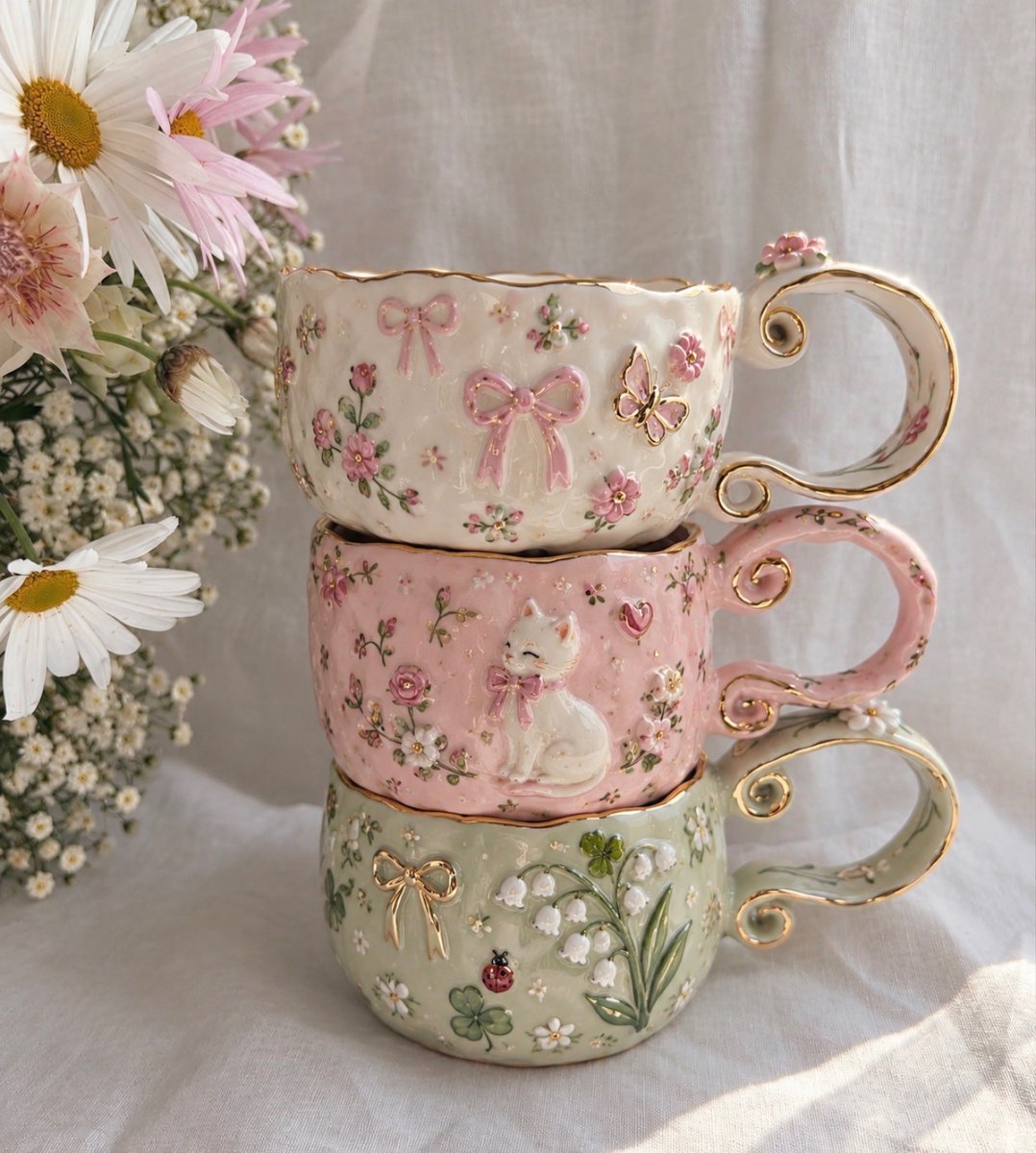 insperarise's tweet photo. whimsical ceramic cups ☕ https://t.co/FudwNPYKuo