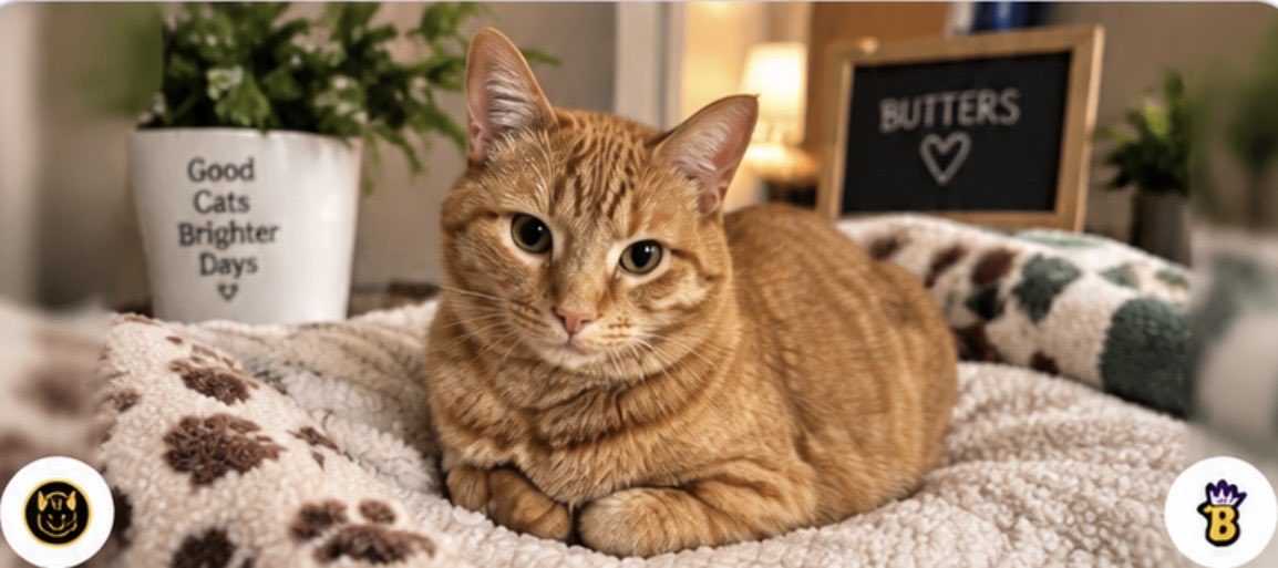 MeetButters's tweet photo. 👑🐈 Hope everyone in the Butters Army is having a great weekend!

The Queen is checking in. 💜

We’ve been putting a lot of work behind the scenes into BUTTERS — improving the website, developing new ideas, and continuing to build something that goes far beyond a token.

We’re just getting started.

Same cat. Bigger plans. 🐾

🌐 https://t.co/UrZaowSZmU

$BUTTERS