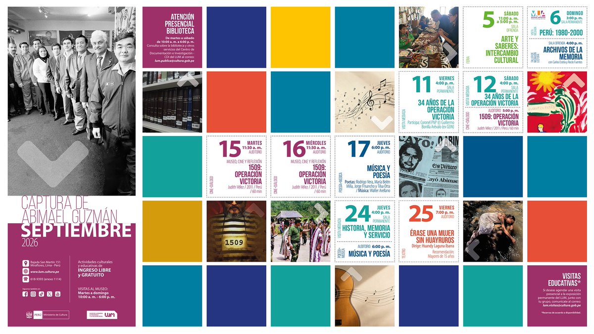 LUMoficial's tweet photo. Ven al LUM en septiembre y participa en nuestras actividades culturales y conmemorativas.
🔗 Encuentra más información en el enlace https://t.co/Qv9ZsyqKh2 https://t.co/x1CGY0lYSm