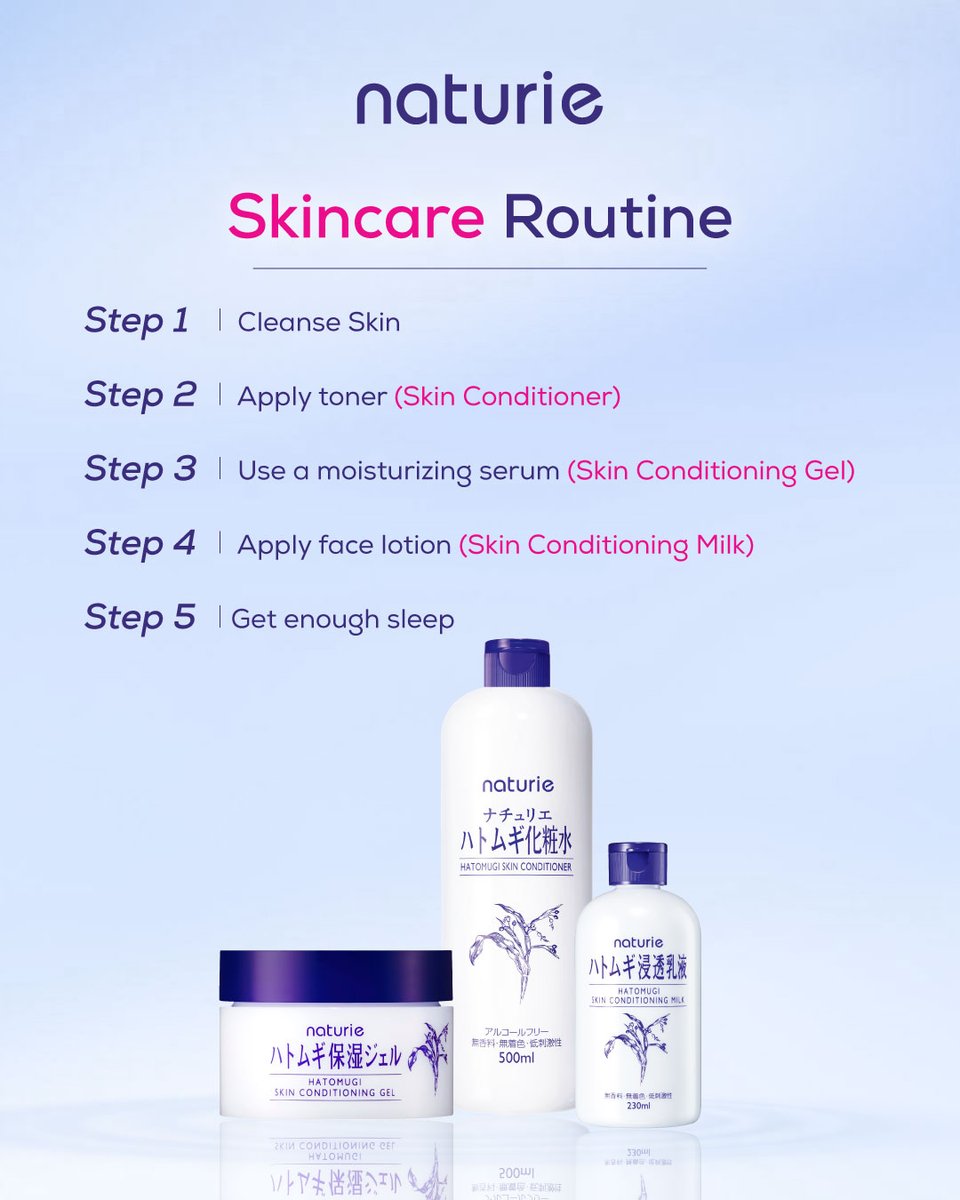 LukinNha's tweet photo. Cleanse, tone, moisturise with Naturie Hatomugi essentials for lightweight, everyday hydration. Complete your routine with a good night’s sleep. Available at leading retailers nationwide. https://t.co/wVgm3OQRqu