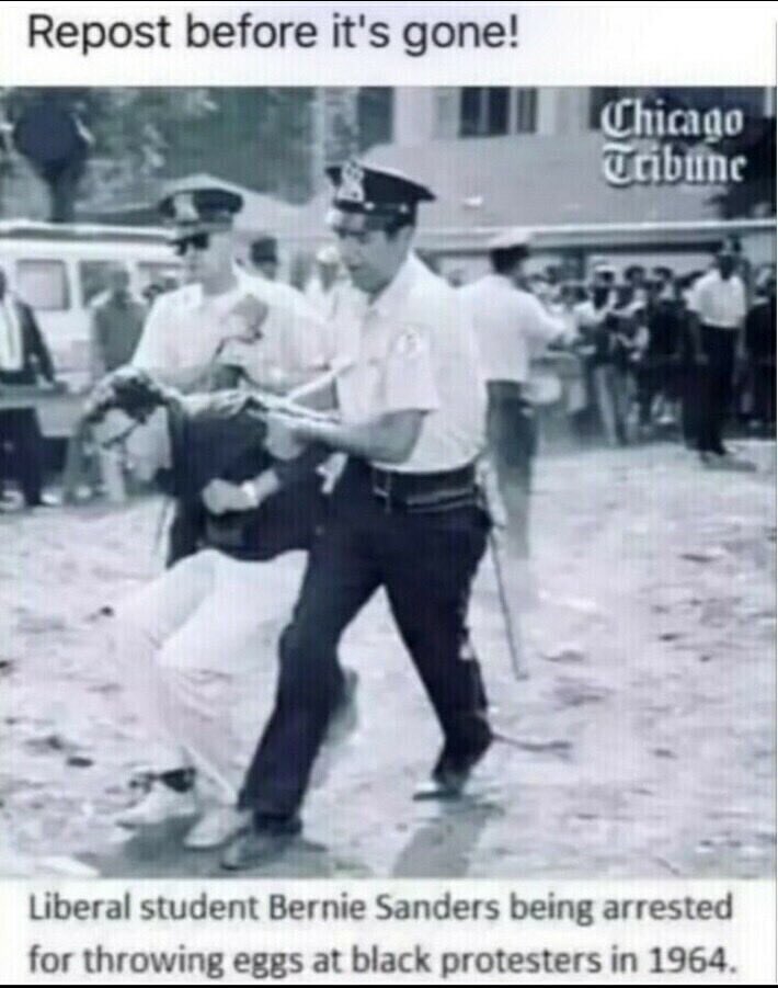 onetexgal9's tweet photo. @BernieSanders In 1964 you were throwing eggs at black protesters who were protesting for equal rights. https://t.co/hu9aFAZtCy