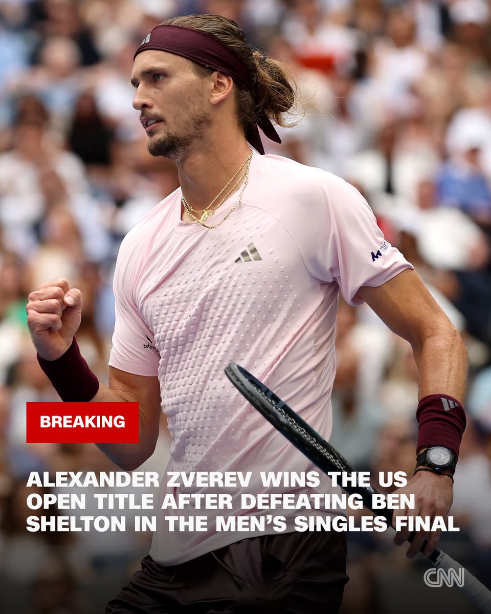 cnnbrk's tweet photo. Men's top seed Alexander Zverev won a thrilling four-set, three-hour and 33 minute showdown with No. 8 seed Ben Shelton to win his first career US Open title. https://t.co/vDy6bDCa1h https://t.co/Hj1T1rbMPc