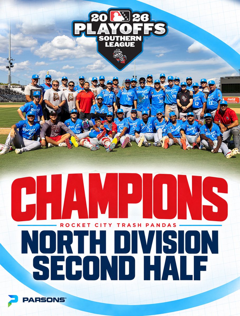 trashpandas's tweet photo. INTRODUCING YOUR SOUTHERN LEAGUE NORTH DIVISION SECOND HALF CHAMPS 👏

Get tickets to see them in action at Toyota Field on Tuesday, September 15 in game one of the SLDS Playoffs at https://t.co/9fOeqQYWkT! https://t.co/Sa8B3zrHVN