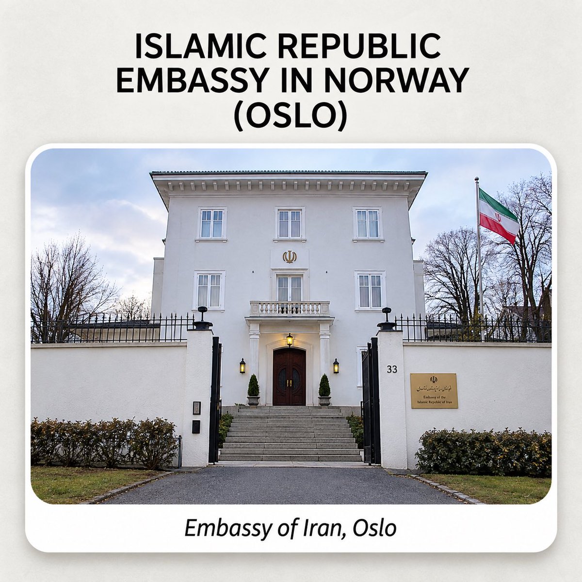 EllaDghn's tweet photo. FORMAL REQUEST TO THE GOVERNMENT OF NORWAY 🇳🇴
@jonasgahrstore @EspenBarthEide @NorwayMFA @pcfrolich @Stortinget
We respectfully call on the Government of Norway to review and end the diplomatic accreditation of representatives of the Islamic Republic of Iran and the status of its diplomatic mission in Oslo.
Under Article 9 of the Vienna Convention on Diplomatic Relations, Norway, as the receiving State, may at any time declare the head of mission or any member of the diplomatic staff persona non grata, without being required to explain its decision.
Norway’s Ministry of Foreign Affairs, @NorwayMFA, is responsible for relations with foreign diplomatic missions in Norway.
Its Section for Diplomatic Relations administers matters concerning foreign missions, their personnel, accreditation, privileges and diplomatic status.
We further respectfully request that Norway consider recognizing Crown Prince Reza Pahlavi, or a duly constituted Iranian transitional authority under his leadership, as the legitimate authority competent to appoint Iran’s interim diplomatic representatives during a democratic transition.
Following such recognition, representatives duly appointed by that transitional authority could be received through Norway’s established agrément and accreditation procedures, consistent with Article 4 of the Vienna Convention.
This would provide a lawful path for transferring Iran’s diplomatic representation.
Under Article 45 of the Vienna Convention, if diplomatic relations are broken or the mission is recalled, Norway must respect and protect the mission’s premises, property and archives.
Iran’s diplomatic missions must represent Iran and its people, not the Islamic Republic.
#IranEmbassiesToPahlavi
#KingRezaPahlaviForIran