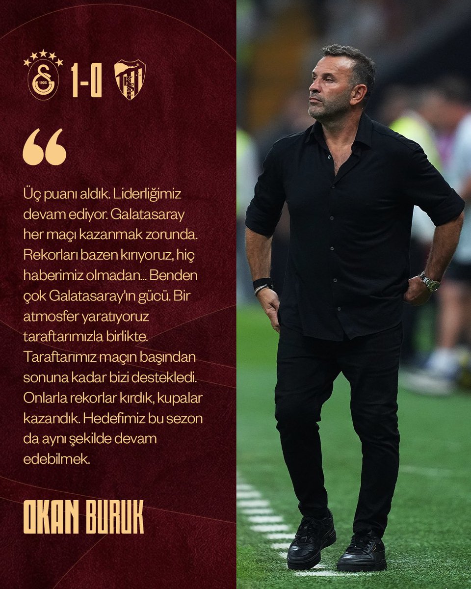 GalatasaraySK's tweet photo. 🎙️ Teknik Direktörümüz Okan Buruk'un karşılaşma sonrasında yaptığı açıklamaların tamamı https://t.co/5P7PrwHcgb'da. #GSvKS https://t.co/EI5ONtOEc3