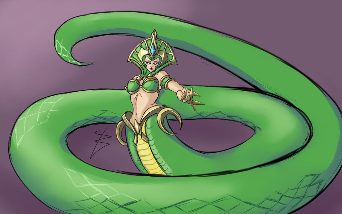 ZacharyTBlakely's tweet photo. Second piece for September Cassiopeia (#LeagueOfLegendsFanArts ) as requested by a friend for #Snektember
#Raster1990 https://t.co/KIT312g8um
