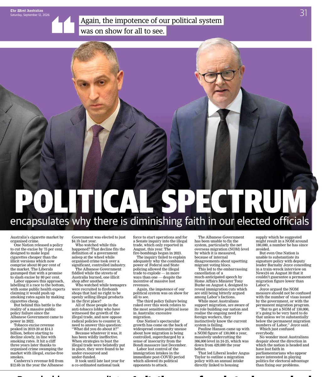 CxuAsx's tweet photo. Extraordinary follow up article on WA policies! $CXU

A couple of weeks ago Paul Murray wrote an insightful article calling out the lack of logic behind the WA #uranium mining ban. (I will link that down below)

That led to an astounding series of events in Parliament this last week, with the issue being hotly contested numerous times.

Now this weekend, Paul has followed up with another blistering piece (see attached).

Its clear. THIS ISSUE IS NOT GOING AWAY.  The current policy settings are clearly UNSUSTAINABLE.

We look forward to working constructively to plot a path forward.