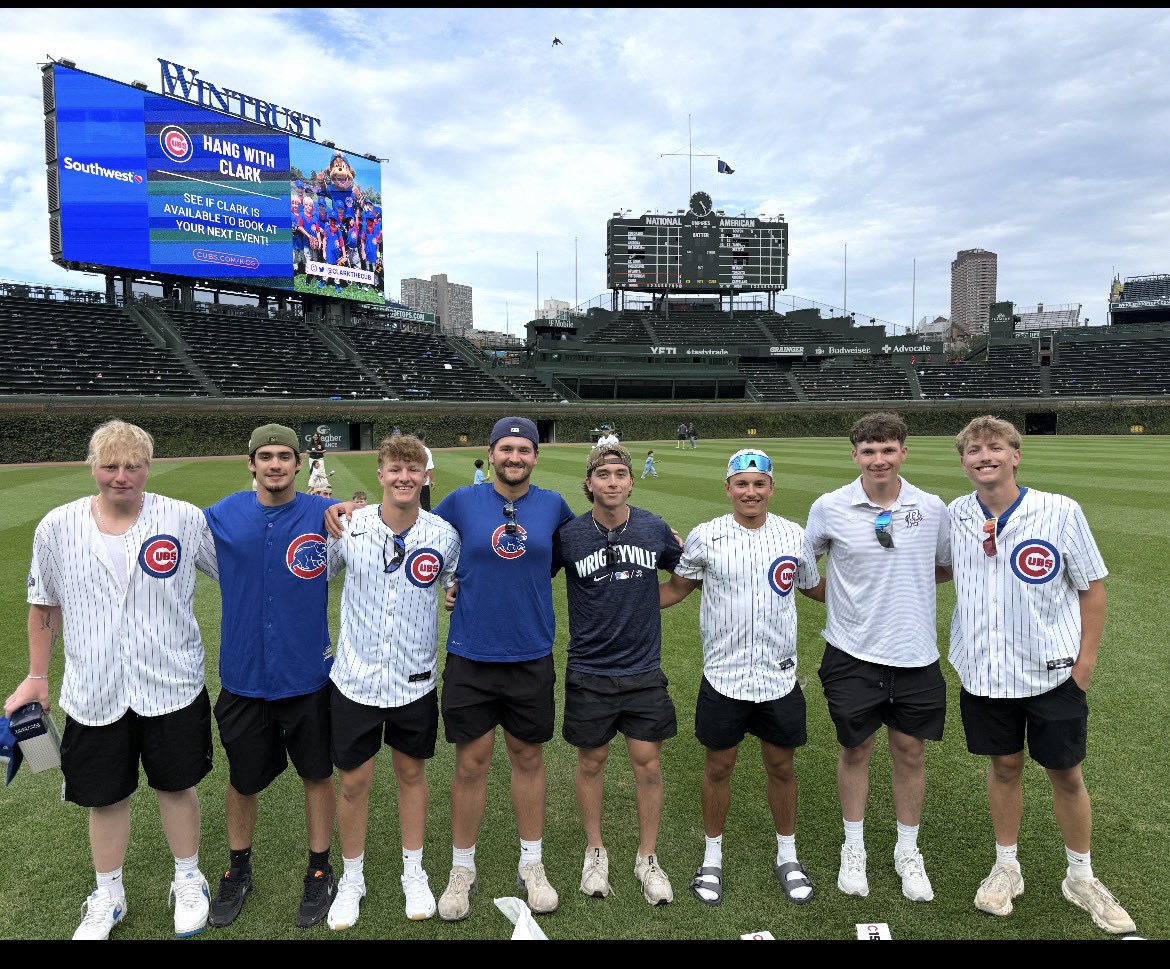 JJCbaseball's tweet photo. When you come to JJC; its always more than what we so on the field…. Today - some of the boys headed out to Wrigley!  And well - ended up on the field!  These moments and bonds will last forever https://t.co/wVC4UxJr8J