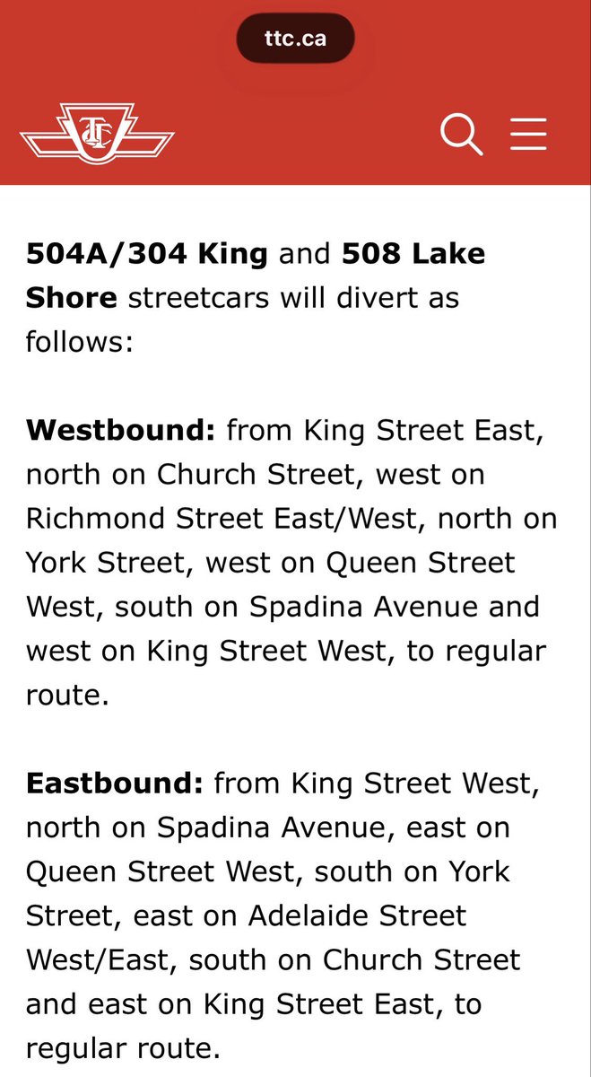 Picklebelee's tweet photo. @TTCnotices I was waiting for the 504A heading east on Spadina one stop north of Adelaide but all the streetcars diverted from Spadina east on Adelaide none came north of Adelaide in Spadina tonQueen.  So where can I get on? https://t.co/tR2vZIkKqv