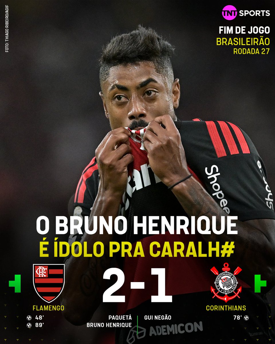 TNTSportsBR's tweet photo. BRUNO HENRIQUE É FOD@! ELE SEMPRE APARECE PRA RESOLVER! 🔴⚫

#FBR #Brasileirão https://t.co/rmRo1oSMRU