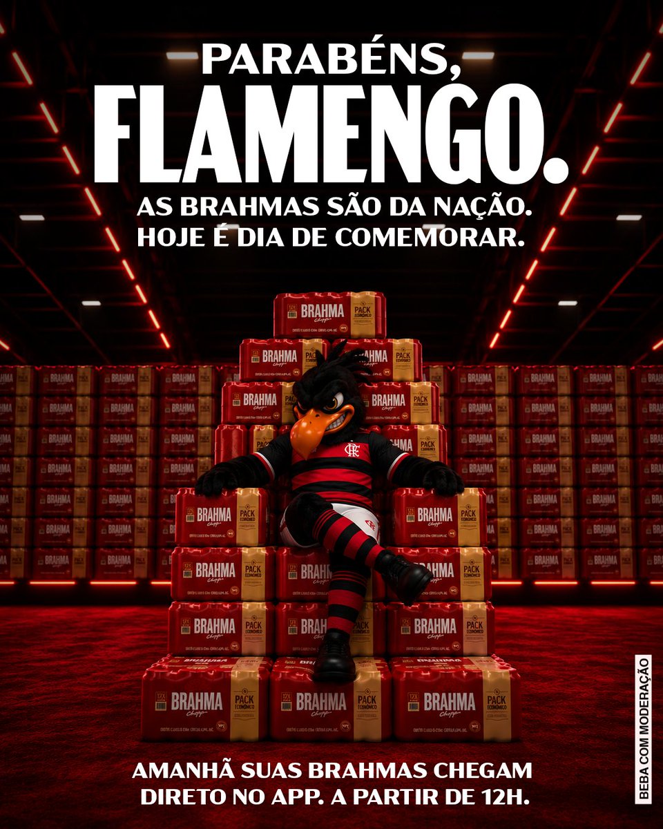 BrahmaCerveja's tweet photo. PARABÉNS, NAÇÃO! As Brahmas da Promessa são de vocês! ❤️

Os cupons serão liberados amanhã. A partir das 12h, o cupom estará disponível automaticamente na carteira de quem selecionou o Flamengo como time, pronto para o resgate do seu pack de Brahma. 1 por CPF. 

#BebaComModeração https://t.co/iSYtcFYPCs