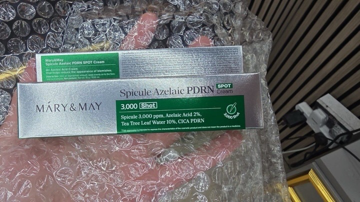 aixakpa's tweet photo. So excited to be selected for the Mary&amp;May YES! Campaign this August. I can’t wait to try the Spicule Azelaic PDRN Spot Cream with Spicule 3, 000 ppm, Azelaic Acid 2%, Tea Tree Leaf Water 10%, and CICA PDRN. Thank you, Mary&amp;May! https://t.co/X0SxJmgkBw
