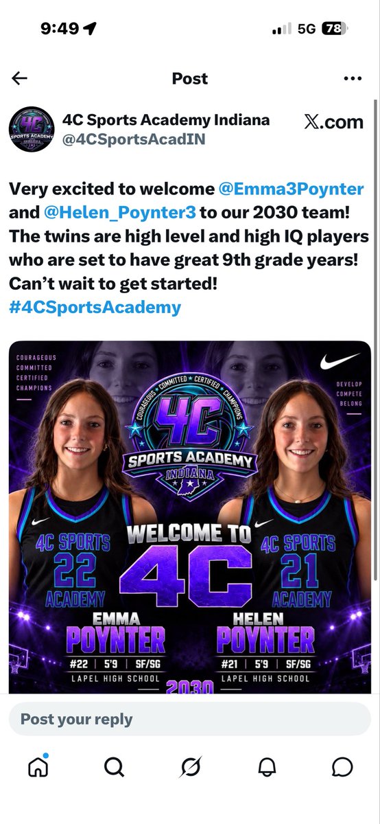 Dodi3Poynter's tweet photo. WEEK IN REVIEW 🏀🔥
🔒 Locked in - @4CSportsAcadIN
🏀 Attended the @PGHIndiana Freshman Showcase @Emma3Poynter #TopPerformer
📝 Notable evals👯♀️takeaway: “fluid athleticism.” 💪 @Helen_Poynter3 @M14hoopsindy @GbballLapel
#PoynterTwins #ClassOf2030 #SeasonOfFirsts #KeepBuilding https://t.co/w6yOXRfdY2