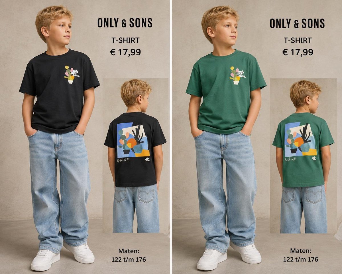 AyaASarhan's tweet photo. Deze T-shirts van Only &amp; Sons zijn zó leuk voor boys! Verkrijgbaar in maten 122 t/m 176 voor slechts €17, 99. https://t.co/AtqgGZqkgu