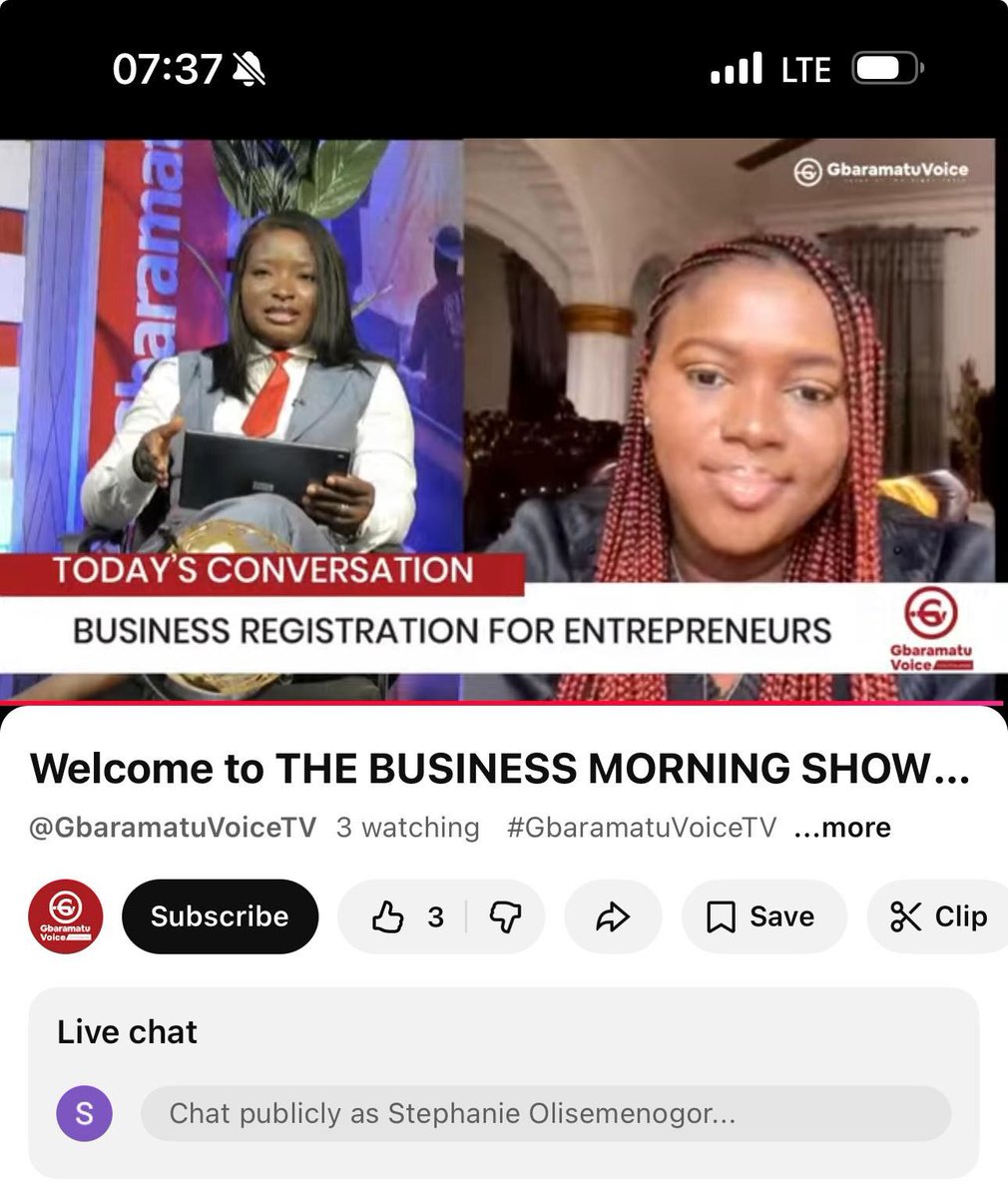 02Tigriyo's tweet photo. Honored to join The Business Morning Show on GbaramatuVoice to discuss business registration and what Nigerian entrepreneurs should know before starting. Success begins with the right structure, proper registration, and a solid foundation. https://t.co/lb5hAXzpDL