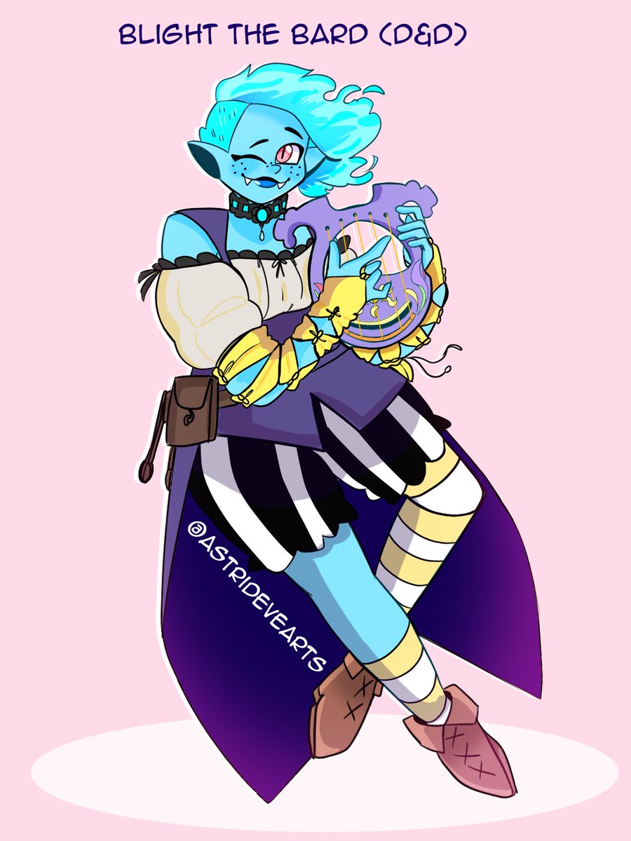 AstridEveArts's tweet photo. Day 13: Blight the Bard
(A blue fire genasi bard that I play for D&amp;D)
#artember2026 #artember #septemberartmonth #astridevearts #dndart #dndbard #bardoc #dndoc #dungeonsanddragons https://t.co/DY7vm2oOya