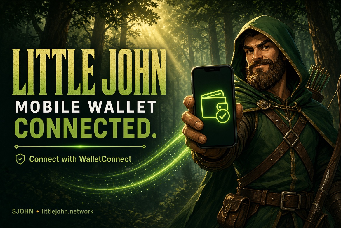 LittleJohnApp's tweet photo. Your phone. Your wallet. Sherwood awaits. 🏹

Mobile wallet connection is now working on Little John via WalletConnect.

Open the site → Connect wallet → WalletConnect.

Explore $JOHN and launch your own token.
https://t.co/SVHsWA6Yi0
#RobinhoodChain https://t.co/NvODoPXKSu