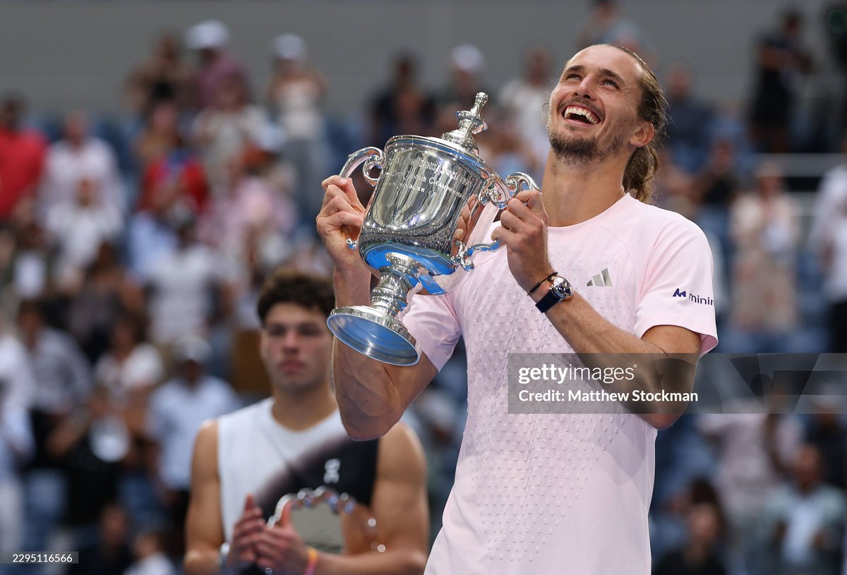 GettySport's tweet photo. Alexander Zverev of Germany defeats American Ben Shelton 6-3, 7-6, 5-7, 6-2 in the Men's Singles Final at the #USOpen
📸: Matthew Stockman, Caleb Bowlin https://t.co/lMV5Vqhmpa