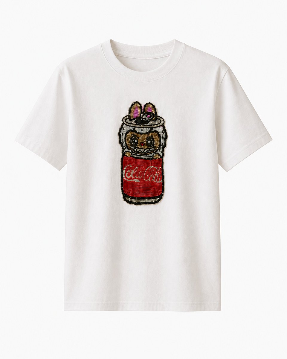 09Maria19's tweet photo. Labubu found the coolest place to chill: a Coke can, reimagined in Bombay Bling’s signature handcrafted beadwork. Quirky, playful and made for personalities that never blend in. DM to order. https://t.co/pnepPlzngQ
