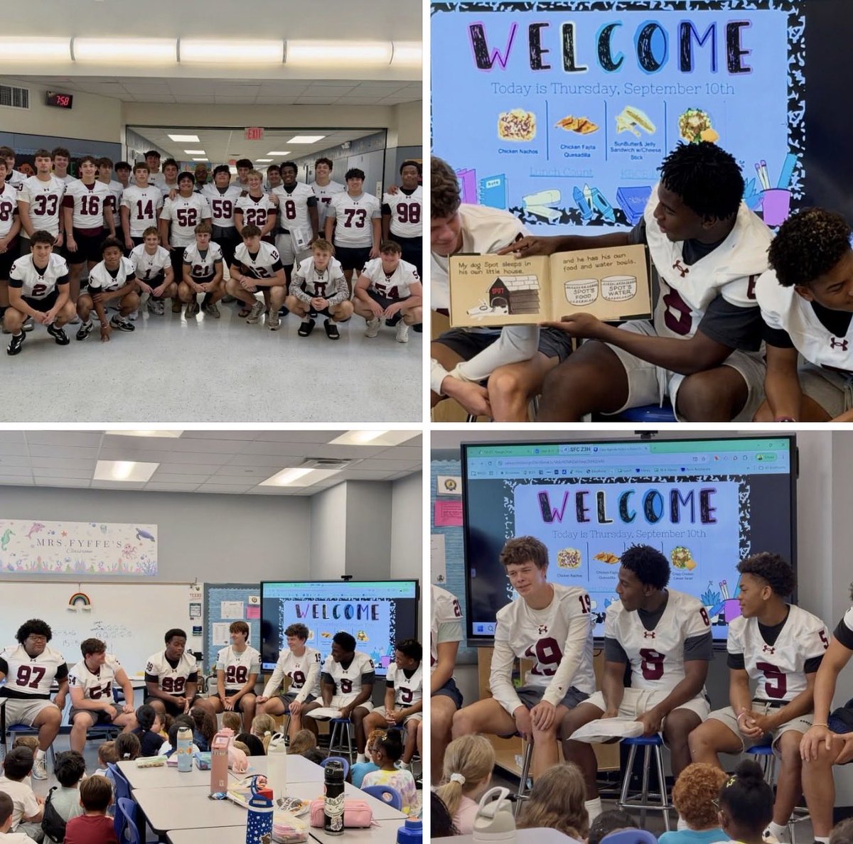 EllisKingATX's tweet photo. This past week I had the opportunity to read to 3rd graders, giving back to the community and continuing an @RoundRockFB tradition.🙏🏽
#dragontales
#connectedathletics 

@AthleticsRRISD 
@cmoorefrog 
@CoachBacchus1 
@realcobebryant 
@AndrewLee_CFB 
@drewadcock10 
@CoachMicahLopez 
@Jai_Choudhary1 
@DBCoachMcGraw 
@TomNitao 
@Coltonts12 
@AzucarDaniel 
@CoachHen_1 
@CoachKWils 
@SeanDillonSDSU 
@ColbyWeihausen5
@JustinApod 
@CoachKyleBeyer 
@AWilliamsUSA 
@connectedathUSA