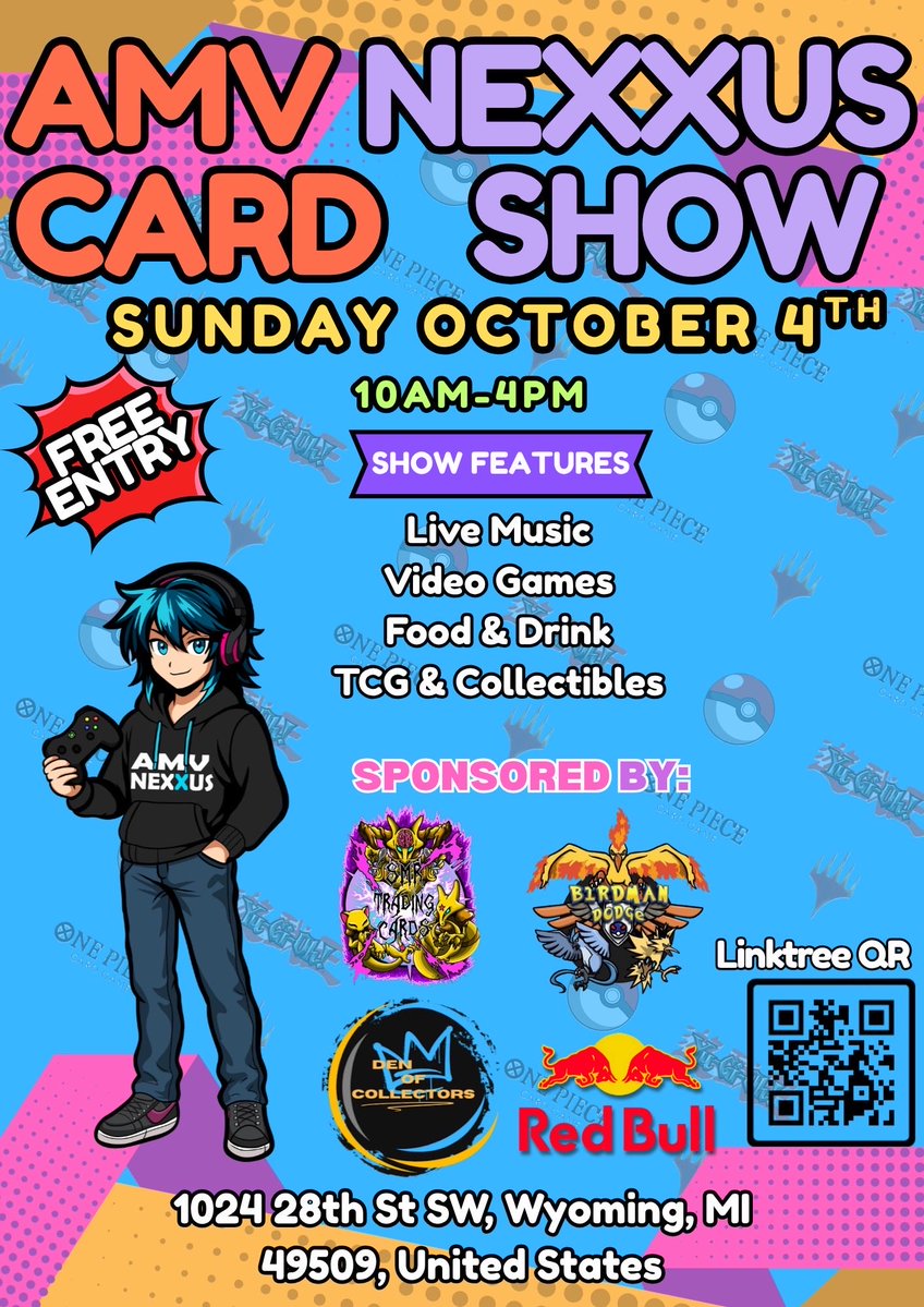 AMVNexXus's tweet photo. 🔥 AMV NEXXUS IS BACK — OCTOBER 4TH! 🔥

Join us Sunday, October 4th from 10AM–4PM for another packed day of cards, collectibles, buying, selling, and trading! 🃏🔥

Pokémon ⚡ | Sports 🏀 | Yu-Gi-Oh! 🔥 | Magic 🧙 | One Piece 🏴‍☠️ | Slabs 💎 &amp; MORE! https://t.co/TgFkYZG6I6