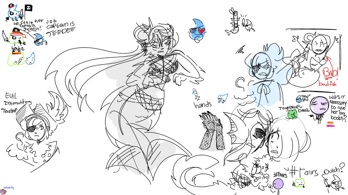 Vixxpiri's tweet photo. needledrop pirate td x siren needle au doodle board on magmaa bunchof slop doodles also bluecircle few doodles in the corner #bfdi #osc #oscau #au #alternateuniverse #piratexsiren #needledrop #needlebfdi #teardropbfdi #magma #doodles https://t.co/TbX0E1Xu9F