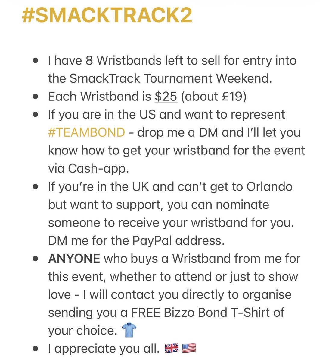 BizzoBond's tweet photo. #TEAMBOND #SMACKTRACK2 https://t.co/JNON2Qmvhk