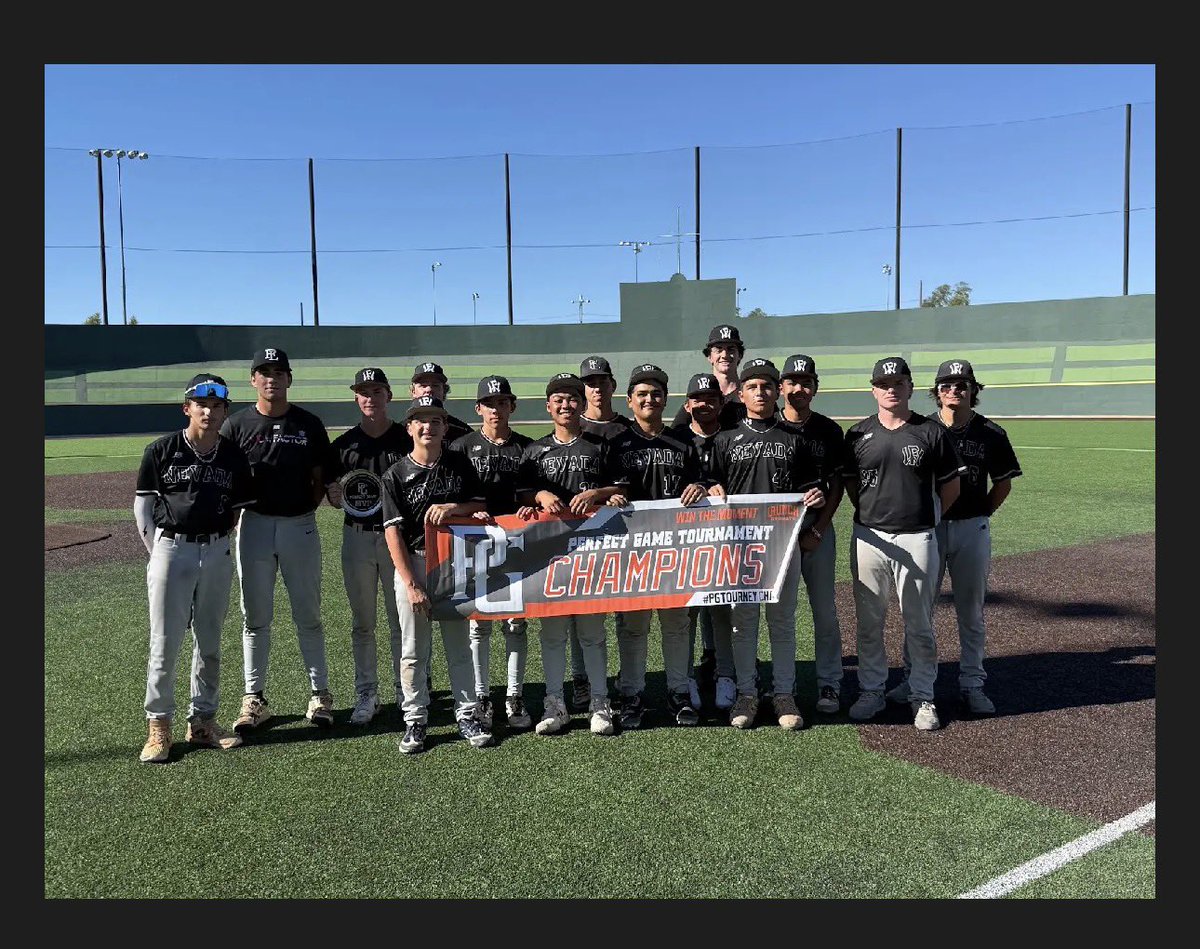 Pg_Nevada's tweet photo. 18U Perfect Game Nevada Tournament of Champions Championship Game Results:

Champions: WOW Factor Nv
MVP: Kailer Bertges 
MVPITCHER: Benny Cimperman
Finalists: CBA Vegas

#pg_nevada #pg #champions

https://t.co/cT7s7h3lXq https://t.co/9oEmQpHCeg