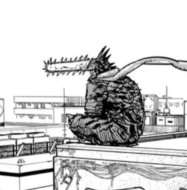 MissingConcept's tweet photo. @lilbigsis__ 

* Pochita is perched on top of a rooftop watching you * https://t.co/xVzDmNrcT3