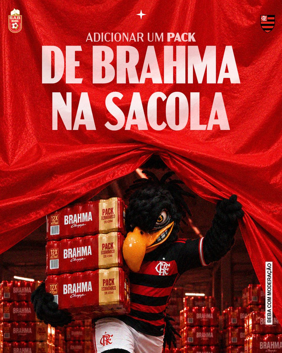 Flamengo's tweet photo. O MENGÃO LEVOU A TAÇA DAS BRAHMINHAS.
E AGORA AS BRAHMAS DA PROMESSA SÃO DA NAÇÃO.

Atenção, rubro-negro. O seu cupom fica disponível a partir do dia 14/09, às 12h. Para resgatar o seu pack de Brahma:

1. Abrir o Zé Delivery
2. Acessar a página da Brahma
3. Adicionar as Brahmas à sacola
4. Ir para a sacola e ver o cupom na carteira
5. O desconto é aplicado automaticamente
6. Pronto!

Essa festa é sua, Nação.
#BrahmasDaPromessa #BebaComModeração
__
IMPORTANTE: você que escolheu o seu time no Zé Delivery, o cupom estará disponível a partir das 12h do dia 14/09, após a 5ª vitória consecutiva e poderá
resgatar 1 pack de Brahma (12x350ml) ou 2 packs de Brahma Zero Álcool (12x350ml cada). Atenção. O frete não faz parte do cupom promocional e é cobrado
separadamente.