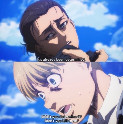 smurxfps's tweet photo. @shadow35502 @u_nemetia @heyimposh This theme applies to essentially every character, BUT eren. That is the very purpose of his character LMAO. Eren makes it clear that he WANTS to believe the future cannot change to undermine the reality that his actions ARE the reason the future cannot change. https://t.co/QJ4Zrq5YN0