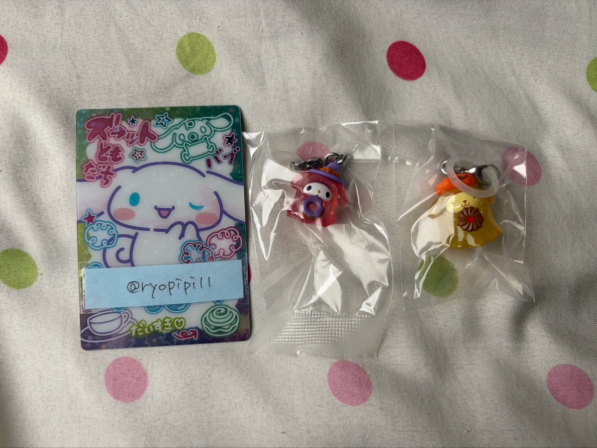 ryopipi11's tweet photo. @maro_irasuto 検索より失礼いたします。
当方マイメロ、ポムポムプリン所持しております。キティ、ポチャッコと2:2での交換は可能でしょうか？
お声がけ多数の中、難しいかと思いますがご検討よろしくお願いいたします。 https://t.co/x7l08aiRVj